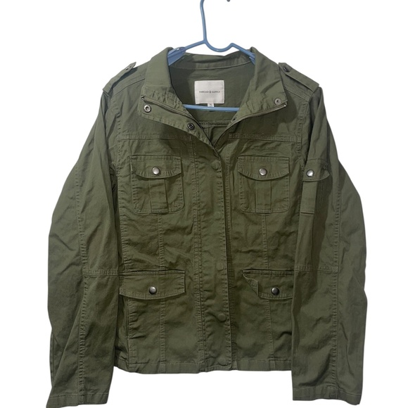 Thread & Supply Olive Green Utility Full Zip Snap buttons Long Sleeve Jacket XL‎ - Picture 6 of 6